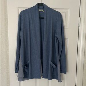 LOGO by Lori Goldstein Blue Open Cardigan